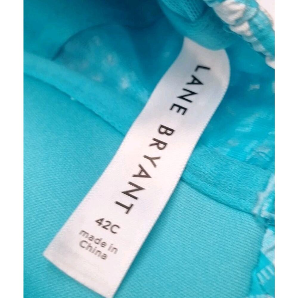Lane Bryant Teal Gingham Balconette Tankini Top 42C and Swim Skirt 24 Set - Picture 4 of 12